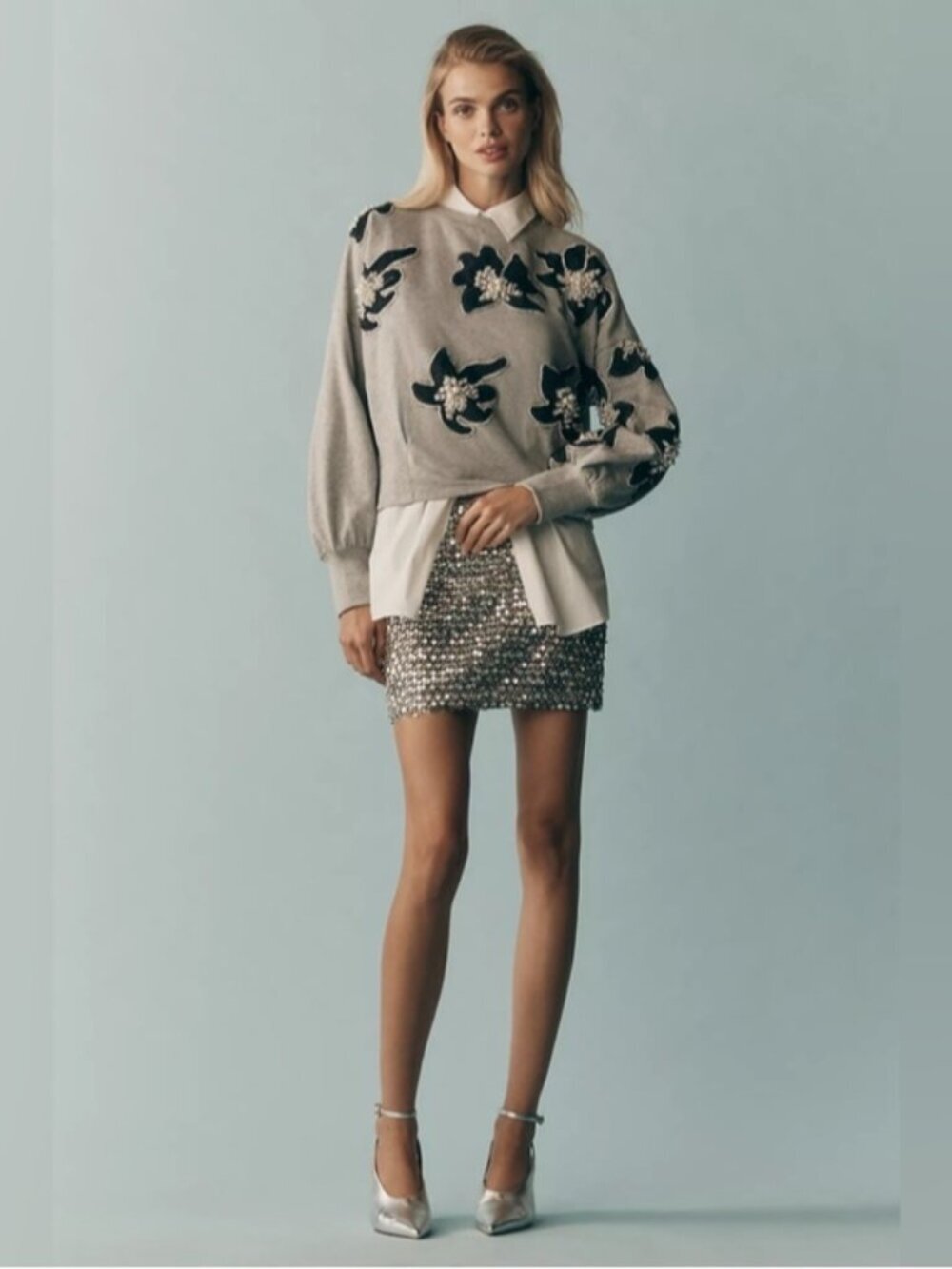 NWT Size S - Anthropologie Ollari Deco Floral Embellished Pullover (NWT US$ 148)